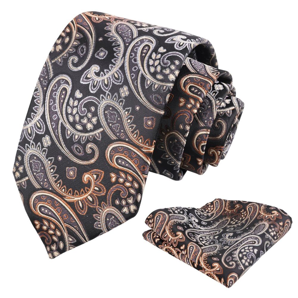 3094 3.15'' Paisley Tie Set with Hanky Casual Floral Necktie Set